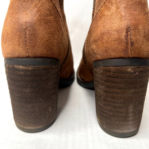 BORN Cass Leather Boots Size 6 Brown Leather Lace Up Ankle Heels Boho Western - Picture 7 of 11